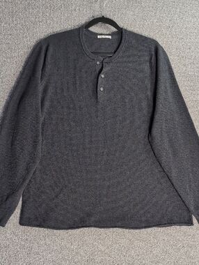 Marine Layer Liam Henley Thermal Sweater Wool Blend Size XL in Charcoal Gray